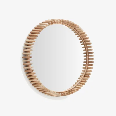Kave Home Polke Teak Wood Mirror Ø 60 cm