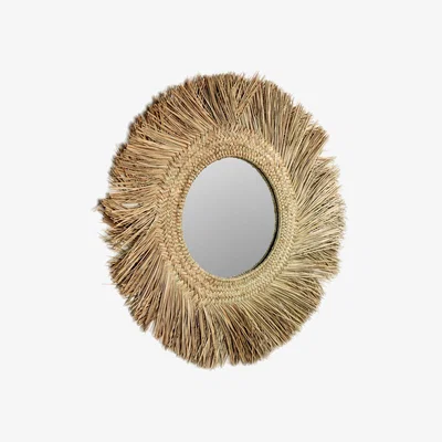 Kave Home Rumer natural fibre mirror, Ø 72 cm