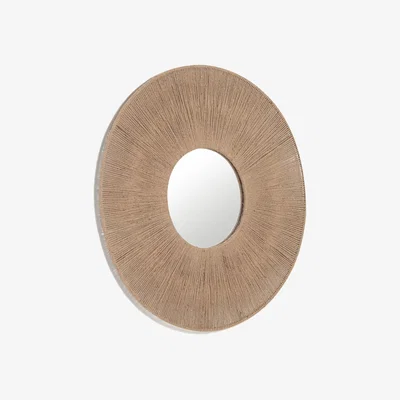 Kave Home Damira round mirror in jute with natural finish Ø 60 cm