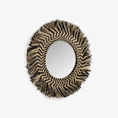 Kave Home Takashi natural fibre mirror, Ø 60 cm