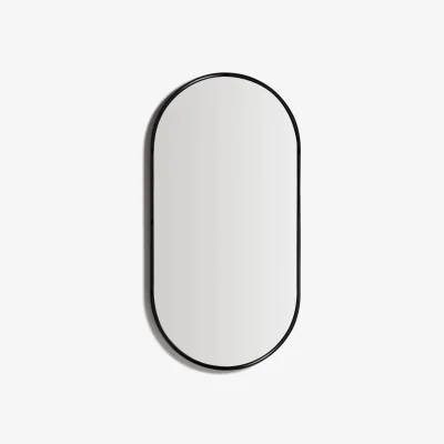 Kave Home Noral oval black metal mirror Ø60.5 x 120cm
