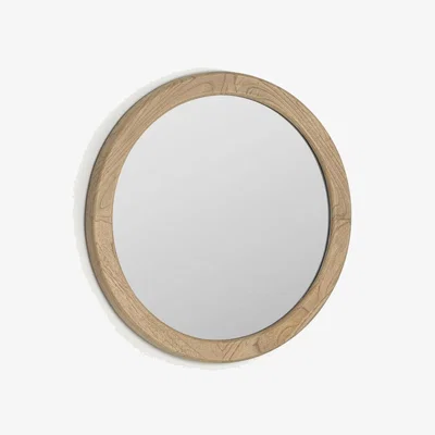 Kave Home Alum round solid mindi wood mirror 50 cm