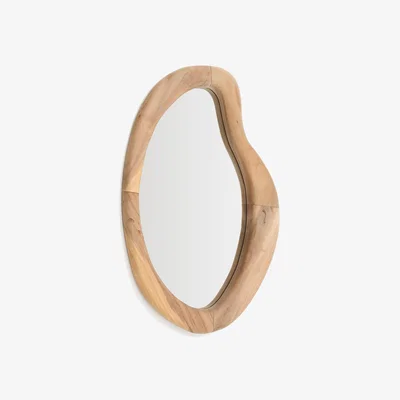 Kave Home Selem mungur wood mirror with natural finish 68 x 44 cm