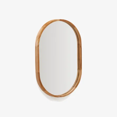 Kave Home Magda mirror made of solid teak wood with a natural finish Ø 40 x 60 cm