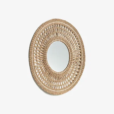 Kave Home Verenade natural fibre mirror, with a natural white finish Ø 60 cm