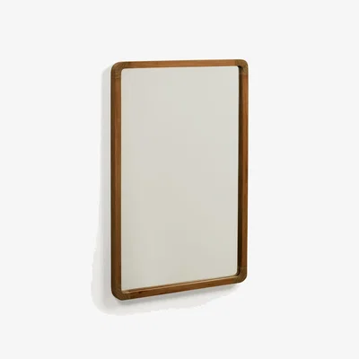 Kave Home Shamel solid teak mirror with a walnut finish, 45 x 70 cm