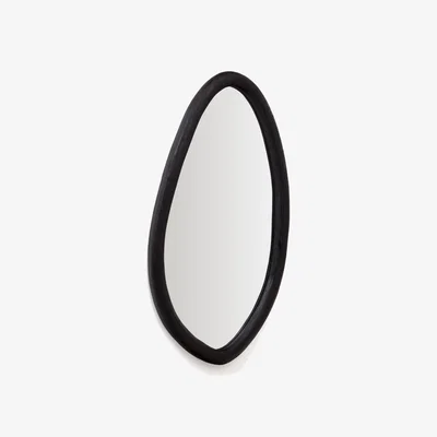 Kave Home Magrit mirror in solid mungur wood with a black finish Ø 60 x 110 cm