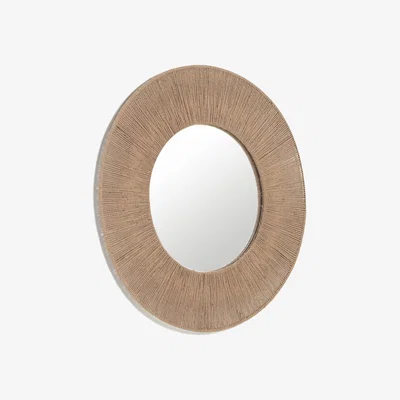 Kave Home Damira round mirror in jute with natural finish Ø 100 cm
