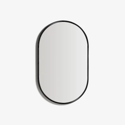 Kave Home Noral oval black metal mirror Ø50.5 x 90cm