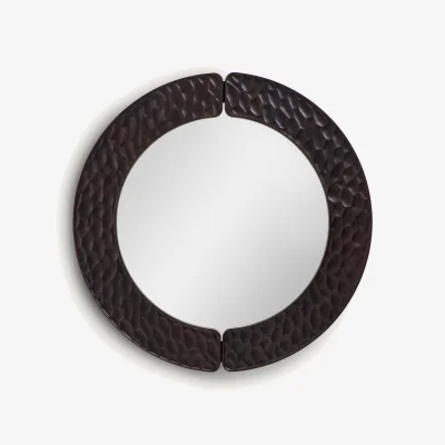 La Redoute Kuchim Round Mirror with Gouged Finish and Diameter 100cm