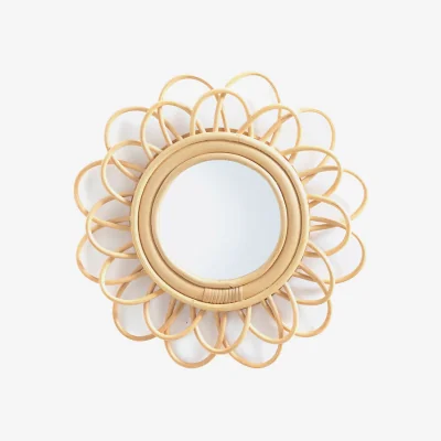 La Redoute Nogu 36cm Diameter Rattan Double Flower Mirror
