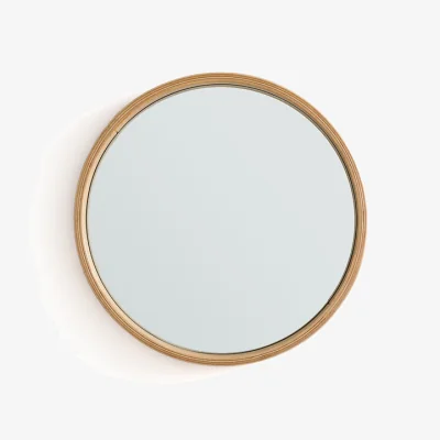 La Redoute Alaria 35cm Diameter Oak Veneer Round Mirror
