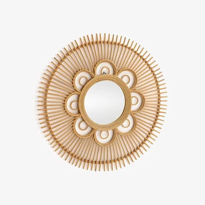 La Redoute Nogu 90cm Floral Rattan Round Mirror