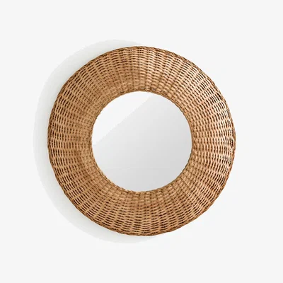 La Redoute Naria Round Curved Mirror in Rattan, ø60cm