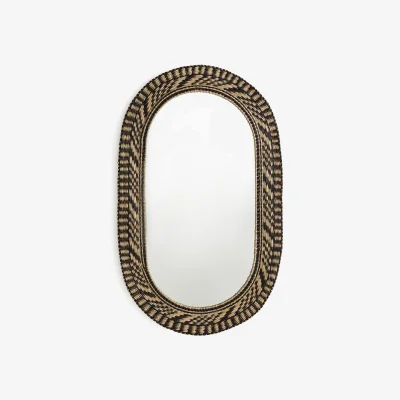 La Redoute Jutlo 60 x 100cm Woven Straw Oval Mirror
