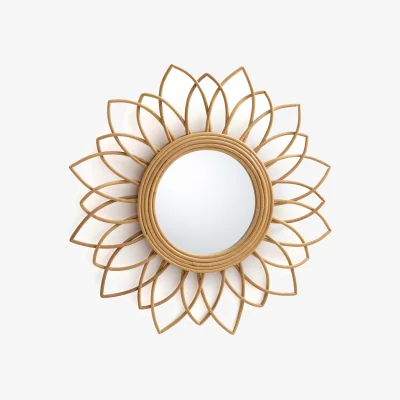 La Redoute Nogu Mirror with Floral Rattan Frame, 65cm Diameter