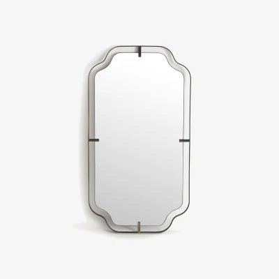 La Redoute Eyleen Iron Gunmetal 1930's Style Mirror, Height 110cm