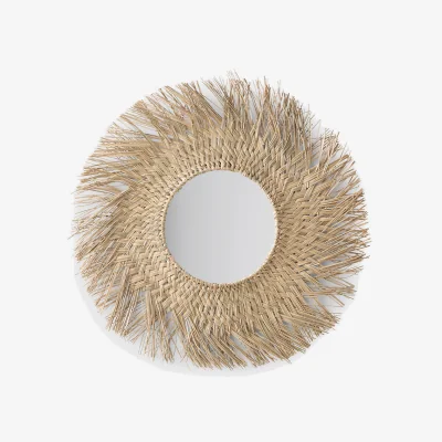 La Redoute Loully 70cm Diameter Sunburst Straw Mirror