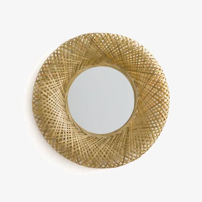 La Redoute Waska 60cm Diameter Round Bamboo Mirror