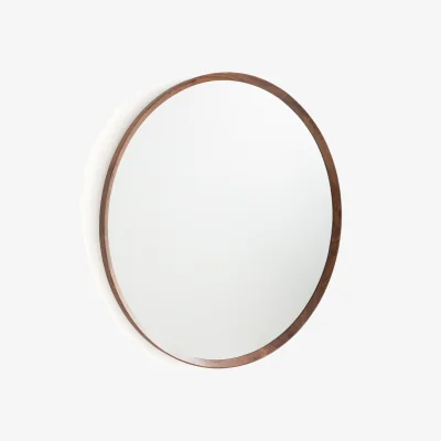 La Redoute Orion 100cm Diameter Solid Walnut Round Mirror