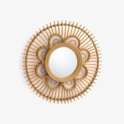 La Redoute Nogu Flower Shape Rattan Mirror, 65cm Diameter