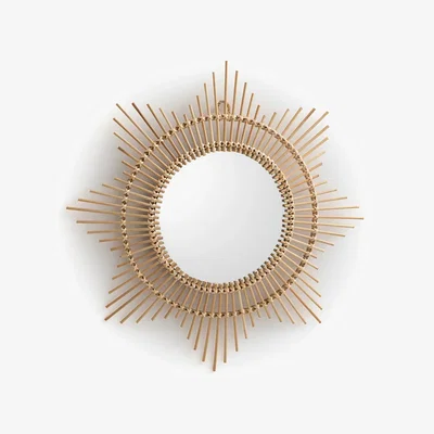 La Redoute Nogu Curved Sunburst Bamboo Mirror