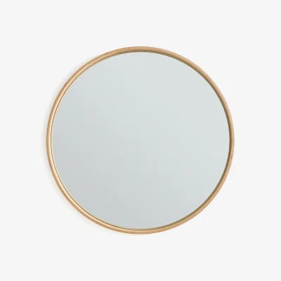 La Redoute Alaria 80cm Diameter Oak Veneer Round Mirror