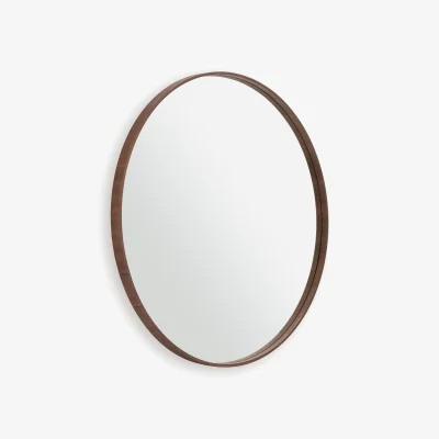 La Redoute Alaria 120cm Diameter Walnut Veneer Rond Mirror