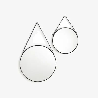 La Redoute Set of 2 Uyova Round Mirrors in Brass or Black