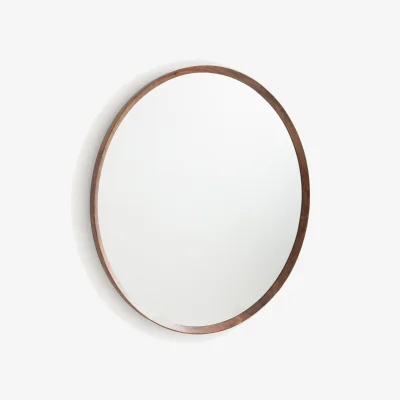 La Redoute Orion Round Mirror in Solid Walnut with Diameter 100cm