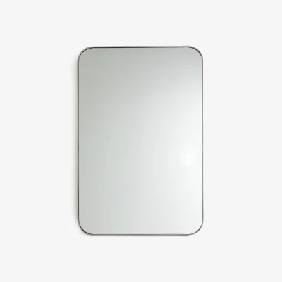 La Redoute Caligone Rounded Corner Satin Nickel Rectangular Mirror
