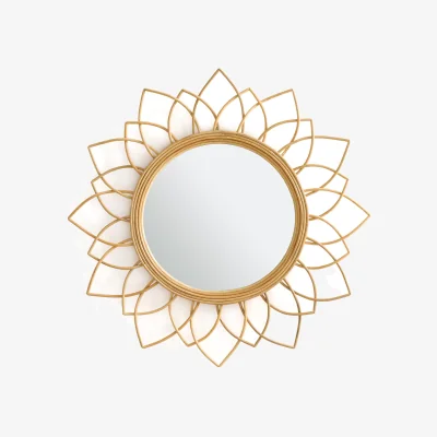 La Redoute Nogu 90cm Diameter Rattan Flower Mirror