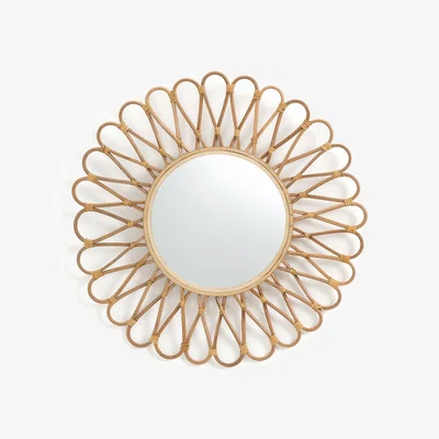 La Redoute Nogu 50cm Diameter Sun-Shaped Rattan and Bamboo Mirror