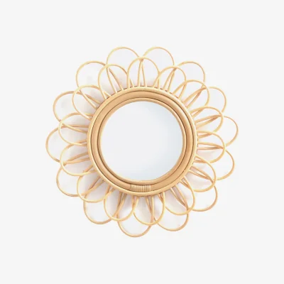 La Redoute Nogu Double Flower Rattan Mirror, Diameter 45cm