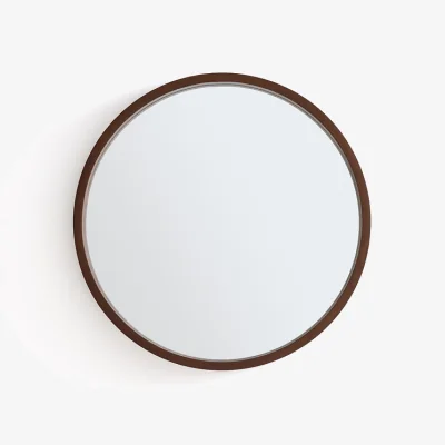 La Redoute Alaria 35cm Diameter Round Walnut Mirror