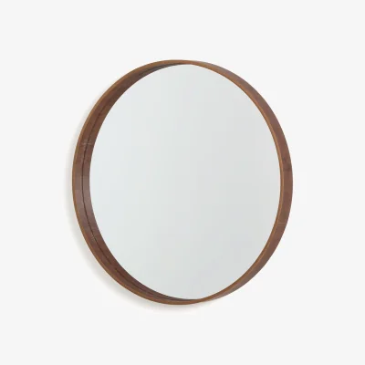 La Redoute Alaria 60cm Diameter Round Walnut Mirror