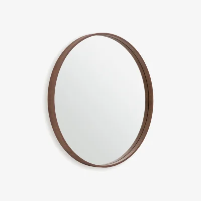 La Redoute Alaria 80cm Diameter Round Walnut Mirror