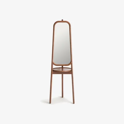 La Redoute Ercus Walnut Mirror with Shelf On Stand, Height 179.4cm