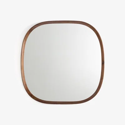 La Redoute Orion 80cm High Organically Shaped Solid Walnut Mirror
