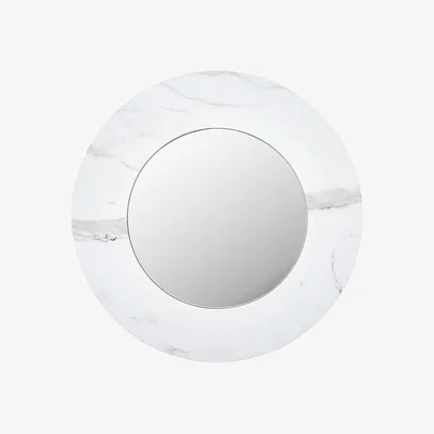 La Redoute 80cm White Marble Veneer Round Wall Mirror