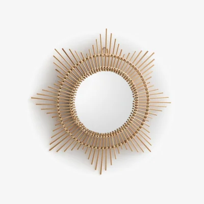 La Redoute Nogu Curved Sunburst Bamboo Mirror