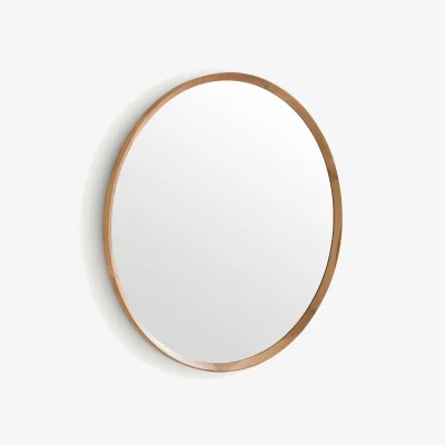 La Redoute Orion Round Mirror in Solid Oak with Diameter 100cm