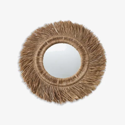 La Redoute Loully Round Mirror in Woven Straw, Diameter 100cm