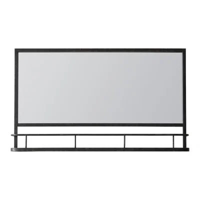 La Redoute 106 x 63cm Black Industrial Mirror with Shelf