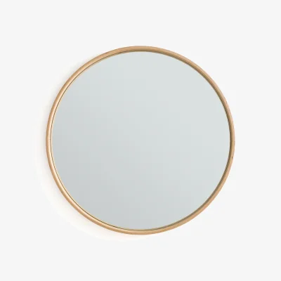 La Redoute Alaria 80cm Diameter Oak Veneer Round Mirror