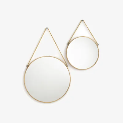 La Redoute Set of 2 Uyova Round Mirrors in Brass or Black