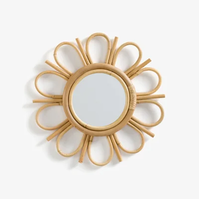 La Redoute Nogu 35cm Diameter Floral Daisy Rattan Mirror