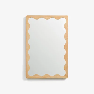 La Redoute Lia Wavy Mirror in Rubberwood Veneer