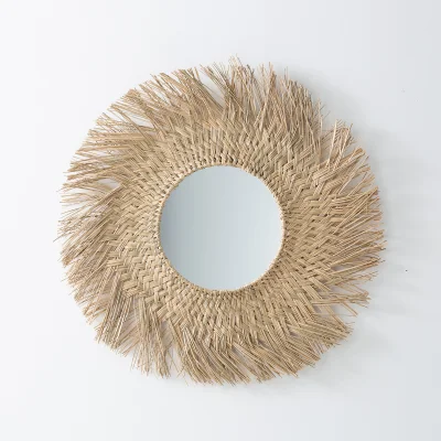 La Redoute Loully 70cm Diameter Sunburst Straw Mirror