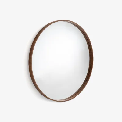 La Redoute Alaria Round Mirror with Walnut Frame, Diameter 100cm